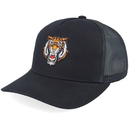 Kiddo Cap - Kids Wild Tiger Black Trucker Trucker Black Cap - @ Hatstore