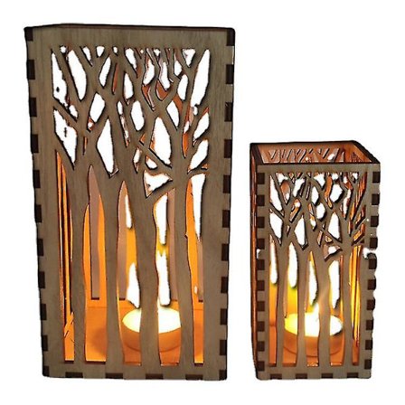 Træmønstret Hul Trælanterne Dekorativ Lysestager Hjem Indgangsbord Terrasse Balkon Have Landhus Dekorativ Lysestager