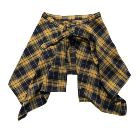 Unisex Rutig Lager-på-lager Kort Omlottkjol Oregelbunden Plisserad Förklädeskjol Knyt A-linje Höftscarf Överkjol Skjortförlängare Svart och vit-Perfet