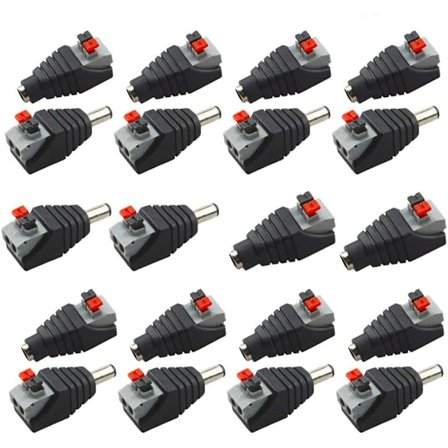 20 st Professionella DC-strömadapterknappar med pluggadapter Skruvlösa snabbförbindare 5,5 mm x 2,1 mm för 12V LED-remsor, CCTV-kameror, annan 