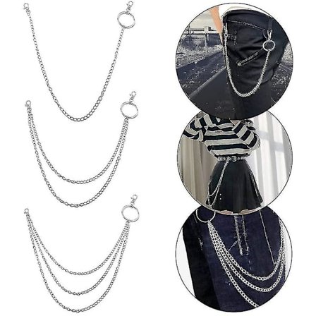 3 stk. Lommekæde Jeans Kæder Kvinder Bukser Kæde Talje Kæde Bælte Kæder Hip Hop