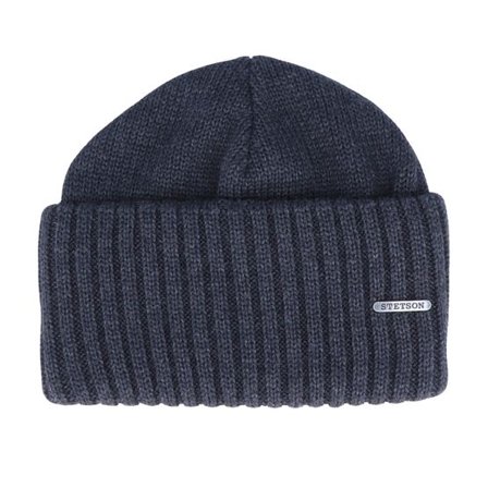 Stetson - Blå cuff Beanie - Merino Wool Navy Cuff @ Hatstore