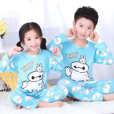 Tecknade Pyjamas Set Barn Flicka Pojke Lång Pyjamas Sovkläder Nattkläder