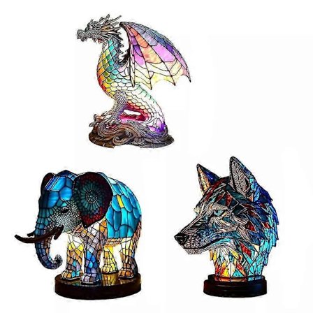 Djurbordslampa Serie Målat Glas Nattlampa Retro Skrivbordslampor