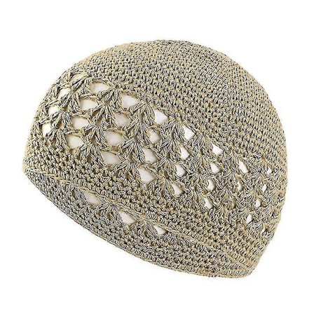 Handgjord Virkad Bomullsmössa Vinter Värme Unisex Hatt med Vete Stygn Design