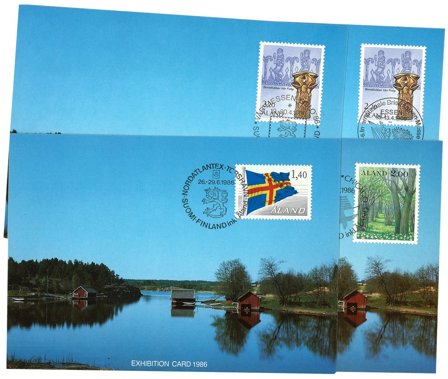 Åland 1986 - 4 udstillingskort