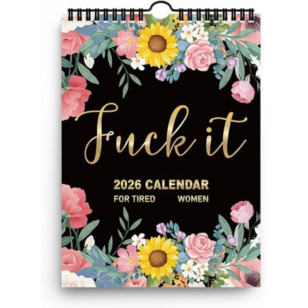 en vægkalender til hjemmekontoret for trætte kvinder, 2026, en sjov julefrokostgave