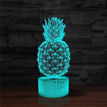 Ananas 3D Illusionslampa LED Ananas Nattlampa för Barn, 7 Färger som Byter