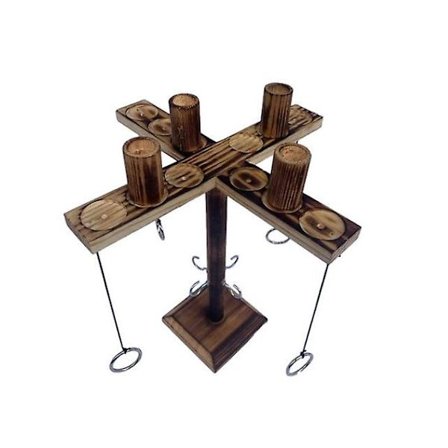 Krok og Ring Kast Spill Håndlaget Interaktive Drikkeleker i Tre