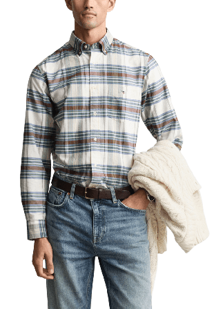 GANT Regular fit Klassisk rutig oxfordskjorta Skjortor Herr Grön M