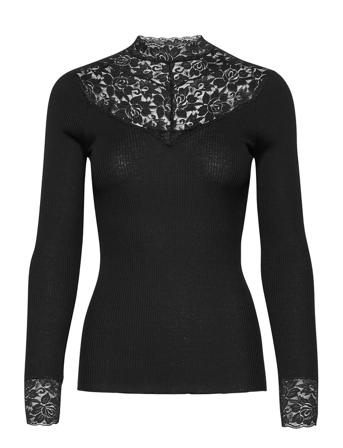 Silk T-Shirt W/ Lace Black Rosemunde