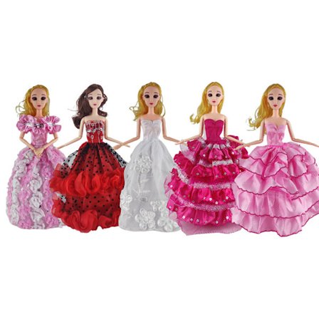 5 st 30 cm dockkjol Barbie prinsessdockkjol flickklänning upp till