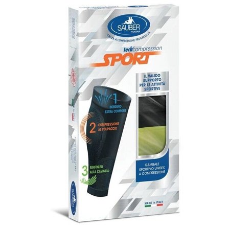 Sauber Sport Gambale Unisex A Compressione Colore Nero-Giallo