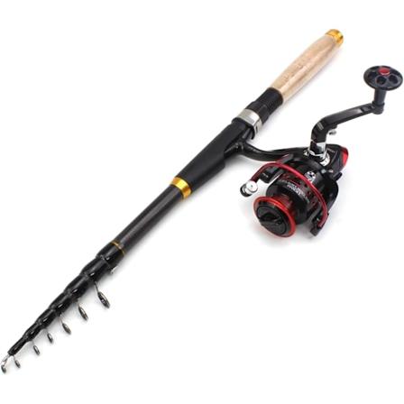 Teleskopisk fiskestav i kulfiber 1,8 m 2,1 m 2,4 m 2,7 m 3,0 m Fiskestav Bærbar spinnestang og spinderuller Multifunktionssæt (Farve: Kork