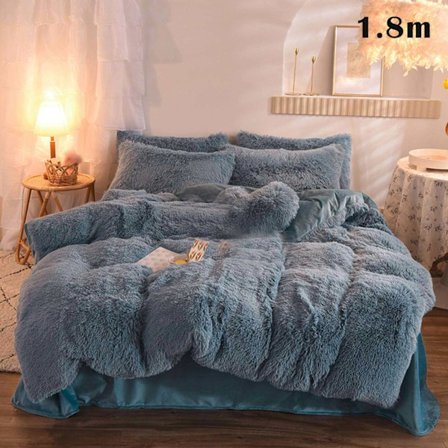4 st/ set Färgglada fluffiga sängkläder Set Långt plysch cover Lakan Örngott Set