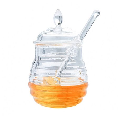 Honningkrukke med Dipper Beehive Honningpotte Matoppbevaringsflaske