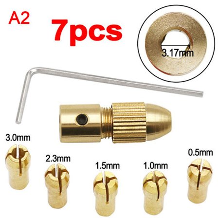 7 stk 2,35/3,17 mm messinghylse miniborechucker for elektrisk mo