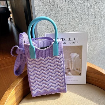 Kæde skulder crossbody taske strikket håndtaske til kvinder LILLA