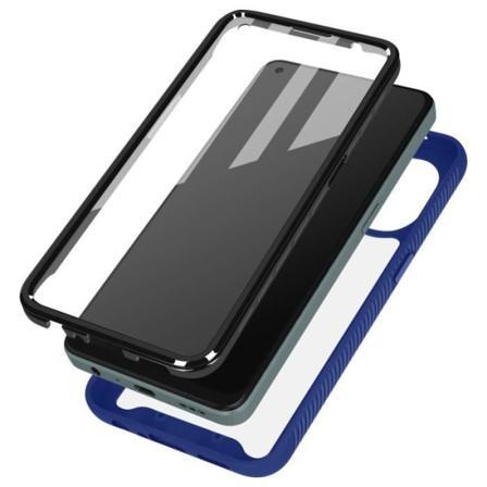 Oppo Reno 8 Lite 5G Case Transparent Back + Blue Silikone Contour Polymer Film