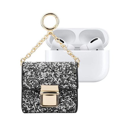 Mini Housse för AirPods Alla Generationer Modell Cosmo Glittrande med Kedja IDEAL OF SWEDEN Svart / Silver