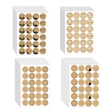 Juldekaler, 3,8 cm runda julförslutningsetiketter, semesterdekaler för kuvertpåsar, förseglingar, dekorationer (1440 st)