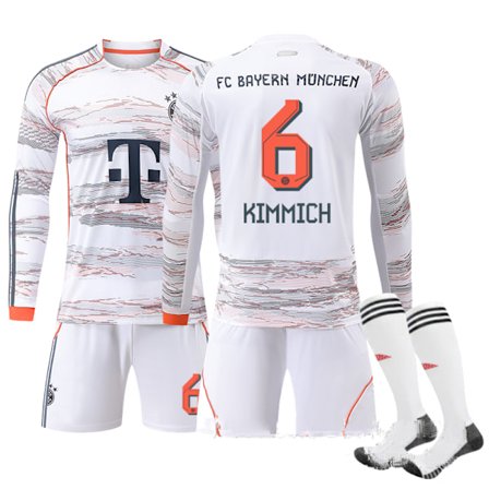 25-26 Bayern München Udebane Langærmet NO.6 Kimmich Fodboldtrøjesæt - Efterår Vinter Stil Sæt