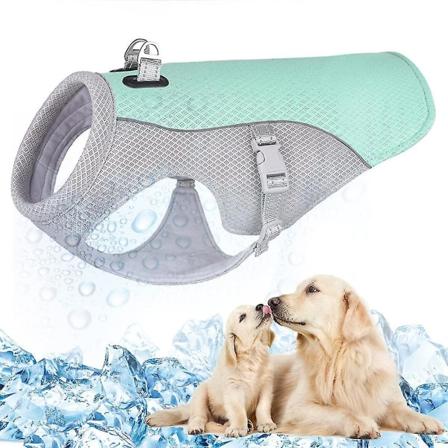 Hundkylväst Justerbar sommarkläder Hundkyljacka för utomhusvandring, promenader och camping Blue L