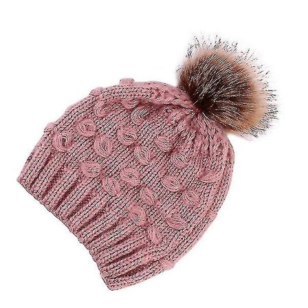 Strikhue Hat Fashion Vinter Pompom Cap Pelsbold Hæklet Hairball Huer Damer Pullover Hat Sommerfugl Hairball Voksen Cap