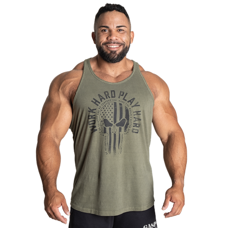 Træningstoppe GASP Skull T-back, Acid Washed Green - Bodyman.dk