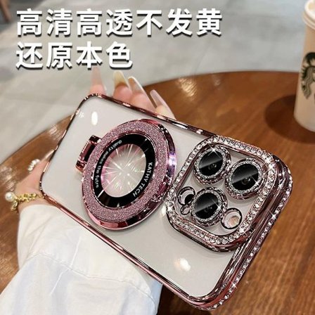 Mobilskal för iPhone, transparent skyddsfodral med magnetiskt roterande fäste, lämpligt för iPhone 17, Air, Pro, Pro Max