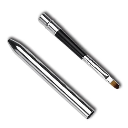 1 stk. Uttrekkbart aluminiumshåndtak myk bust leppebørste sminkeverktøy bærbar QinHai