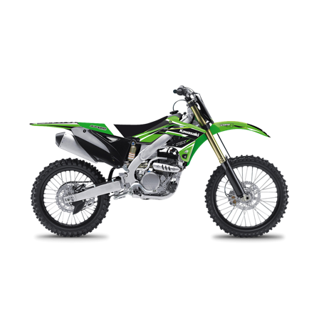 Kit Adesivi Completo Blackbird Dream 4 con Coprisella Verde-Nero-Bianco - Kawasaki KX 250F 2013-2016