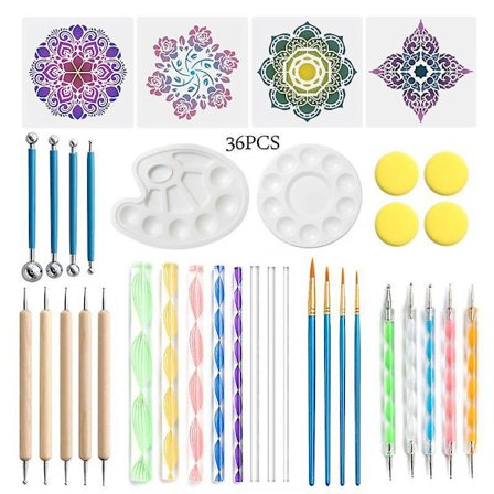 Mandala Dotting Værktøjs Sæt - 36 stk. Dot Maling Kit Med Dotting Værktøjer, Kuglepen til Stenmaling, Farvelægning, Neglekunst, Tegning og Tegning
