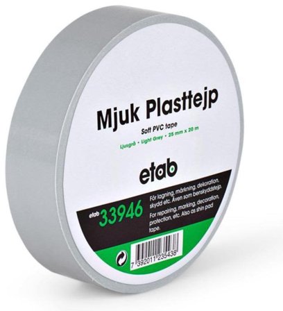 etab 33946 Plasttape myk, PVC, 10 m, lysegrå 50 mm, Maskintilbehør & forbruk