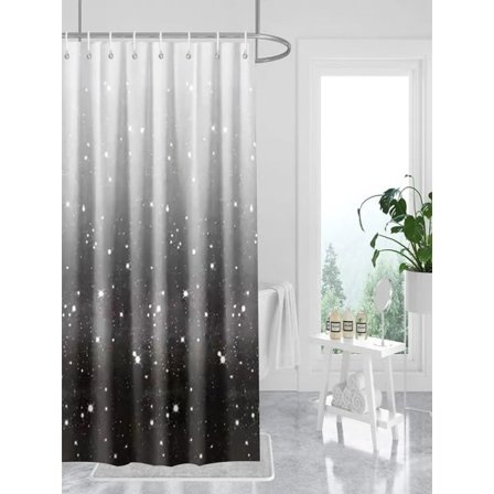 Bruseforhæng Moderne Stil Sort Stjerne Vandtæt Badeværelsesgardin PEVA Skillevæg Anti-Skimmel Bruseforhæng med Krog sort 150x200cm_paris