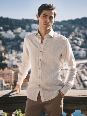 Sand Slim Fit Leinenhemd