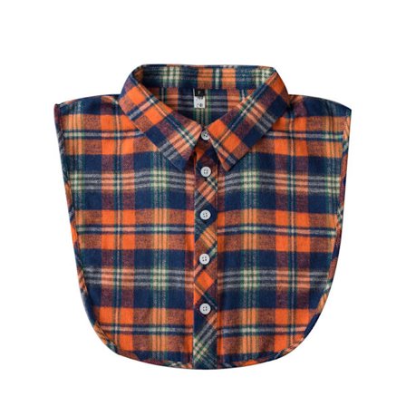 Falsk krave, aftagelige kraver orange ternet halv falsk skjorte blusekrave, afslappet button-down flannelstil aftagelig krave til kvinder piger 