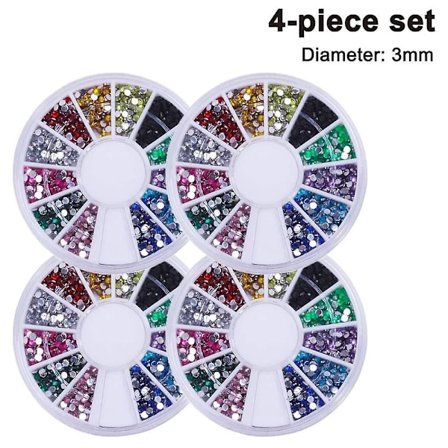 4 Boxes Nail Art Decoration Diy Glitter Nail Decoration Rhinestone 3d Round Nail Art Rhinestone Nail Art Decor Accessories Nail Art Decorations Colour