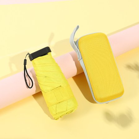Gul mini paraply, ultralet sammenklappeligt paraply, egnet til