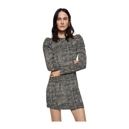 Mango Puffed sleeves texture Kjole Sort, Dame