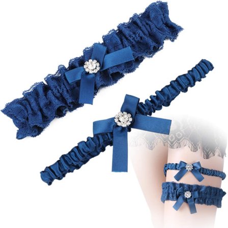 Blå brude strømpebånd, elastisk brude strømpebånd sett med 2, brudekjole tilbehør (én størrelse), bryllupsgave fra bruden til brudefesten