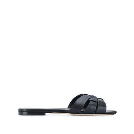 Saint Laurent, Tribute Flat Mules Zwart, Dames, Maat:36 EU