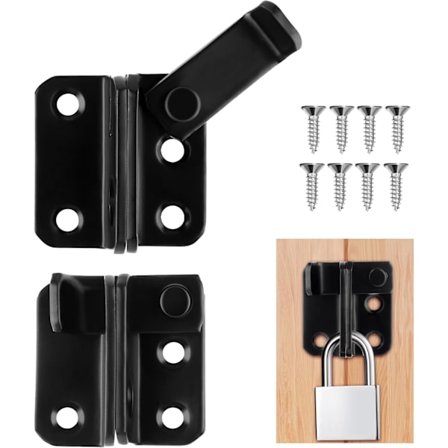 Pieces Oven lukko, musta sisä- ja ulko-oven lukko, liukuoven salpa, oikea avaus, ikkunalle, kaapille ja puutarhaan