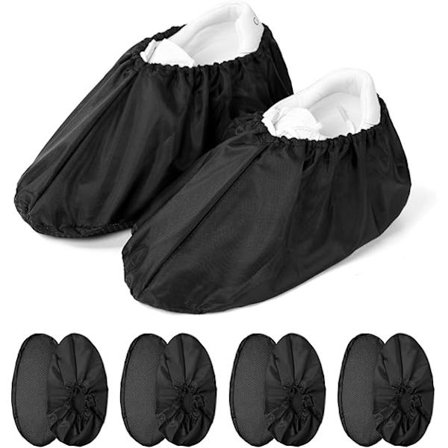 4 par genanvendelige overtrækssko, vandtætte skridsikre skoovertræk, miljøvenlige fortykkede støvtætte overtrækssko One Size/Sort