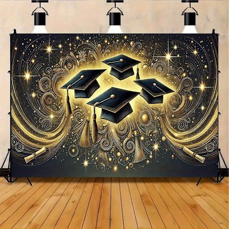 Stort dimissionsbaggrundsbanner 240 x 180 cm, festfotoboksbaggrund til dimissionsfester - hængende dekoration (240 x 180 cm)