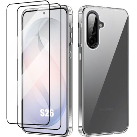 Silicone Cover - BOOLING - til Samsung Galaxy S26 - Transparent Anti-ridser - 2 Stykker Tempered Glass