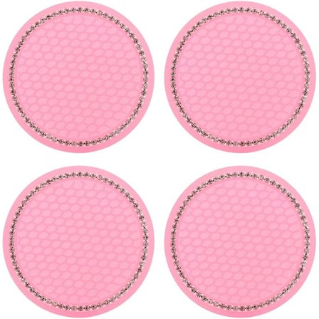 4 stk. - (Pink) - Bling silikone skridsikre bilindsats-kopholdere