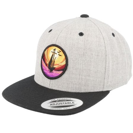 Kiddo Cap - Grå snapback Keps - Kids Summer Sail Boat Ship Heather Grey/Black @ Hatstore