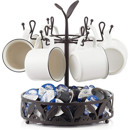 Kahvikuppiteline säilytystilaa kahvipavuille, pyörivä puu kuppitelineelle 6 kapasiteetilla, kahvipöydän ja järjestäjän lisävarusteet