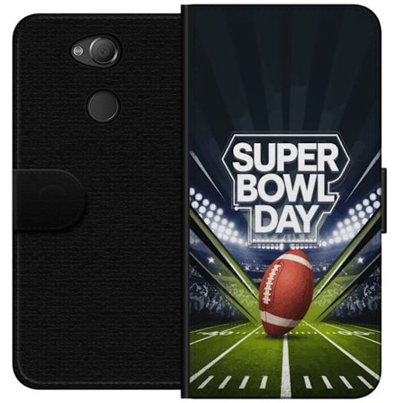 Yhteensopiva Lompakkokotelo Sony Xperia XA2 Super Bowl Day juliste, jossa amerikkalainen jalkapallo valaistuksella varustetulla areenalla dramaattises